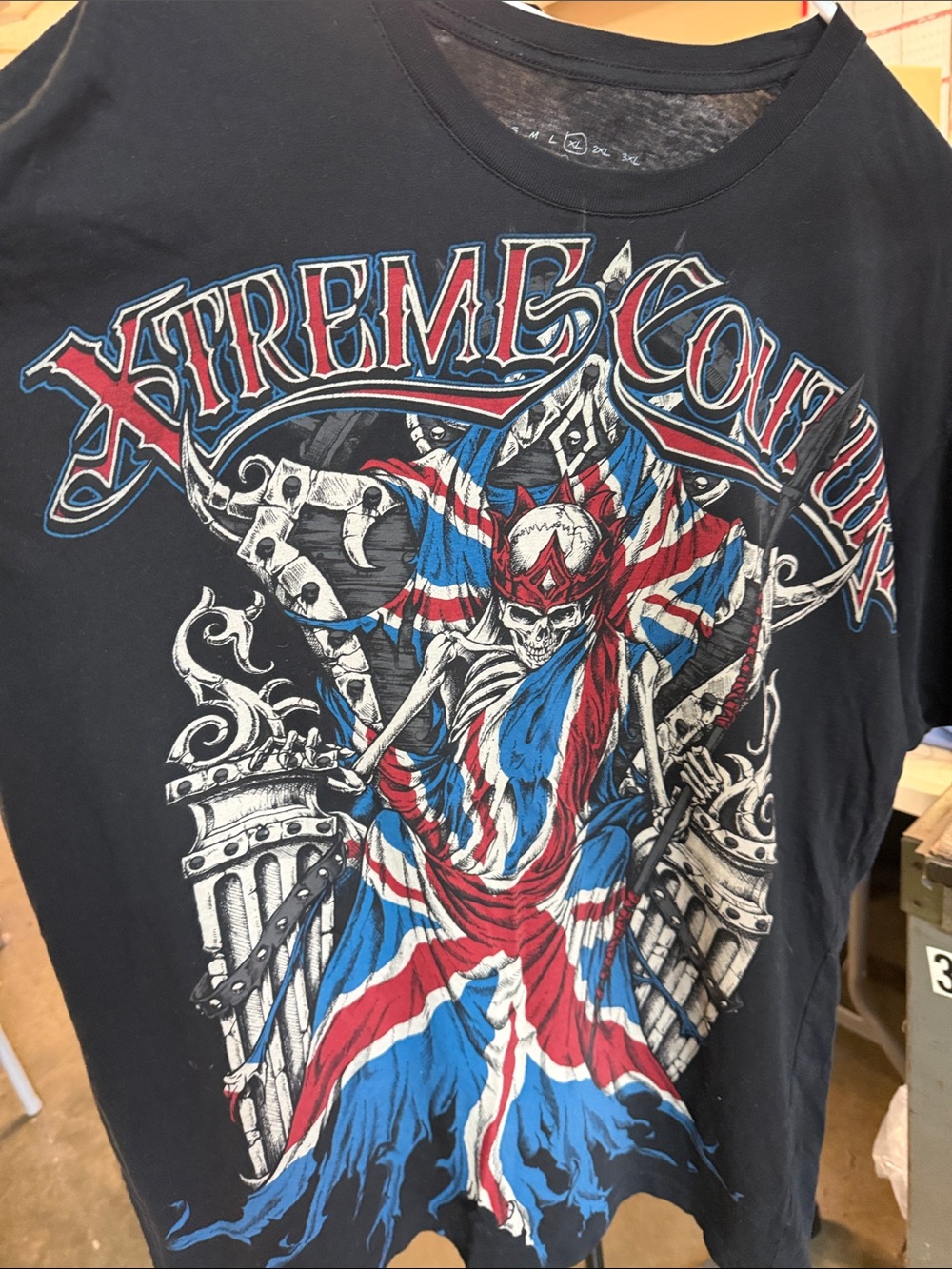 Xtreme Couture Black Short-Sleeve Graphic Tee - Union Jack Skull